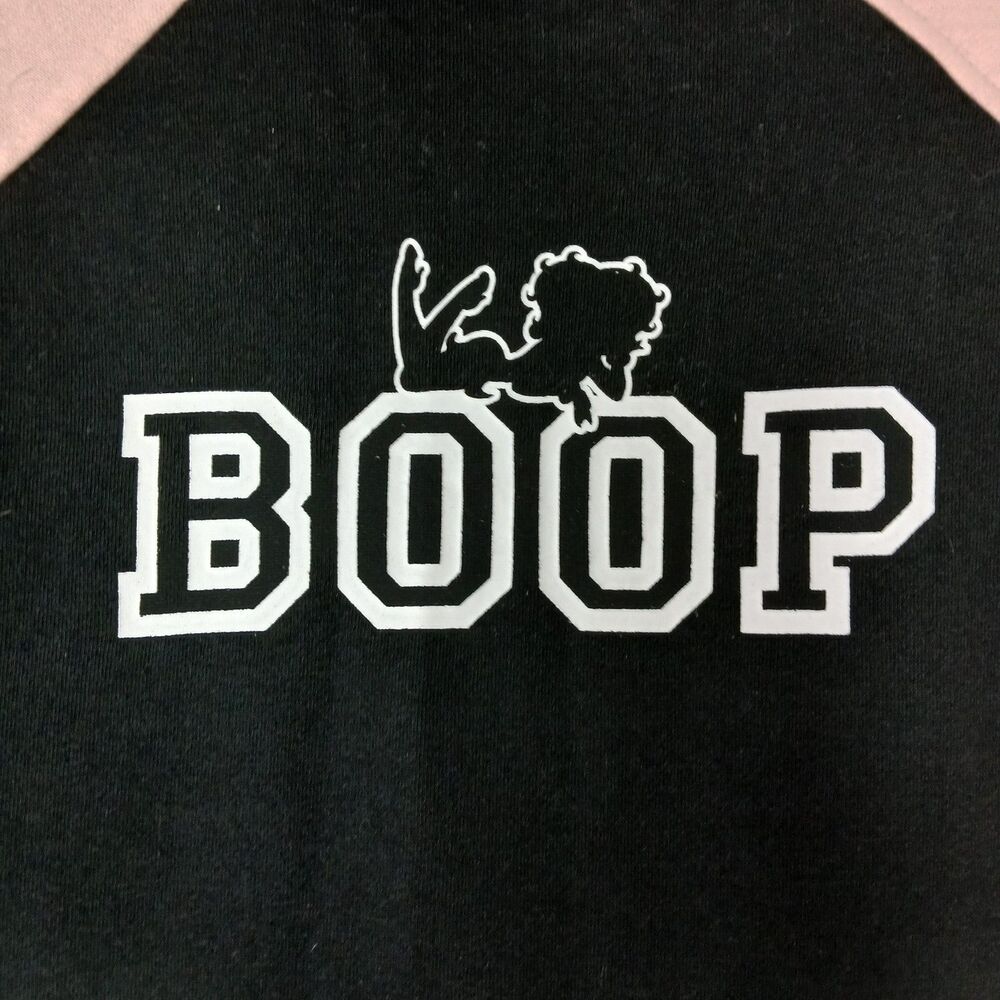 ​Universal Studios Betty Boop Varsity Jacket Large Pink Black Hoodie Letterman - Picture 11 of 16